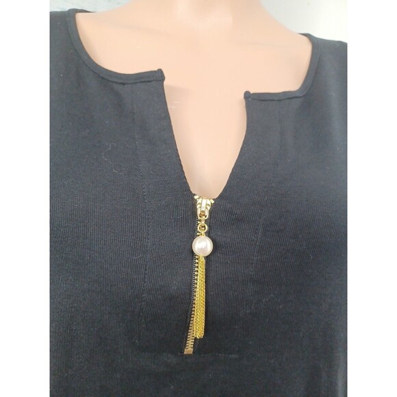 Ellen Tracy 3/4 roll-tab sleeve Black Top Sz L MSRP $69.50 - Picture 2 of 11